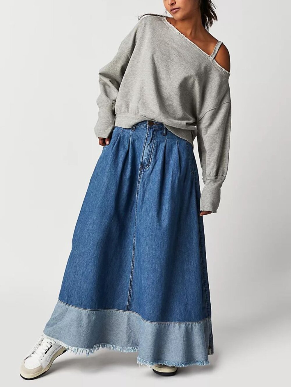 OneTeaspoon Pacifica Maverick Skirt Blue Denim A-Line Maxi Size 29